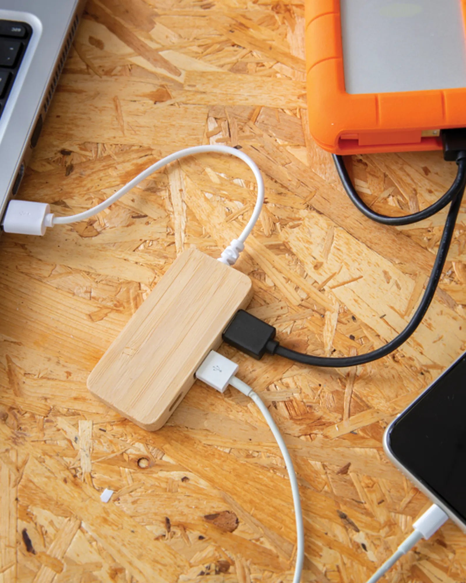 Hub USB en bambou avec Type C à personnaliser - 4